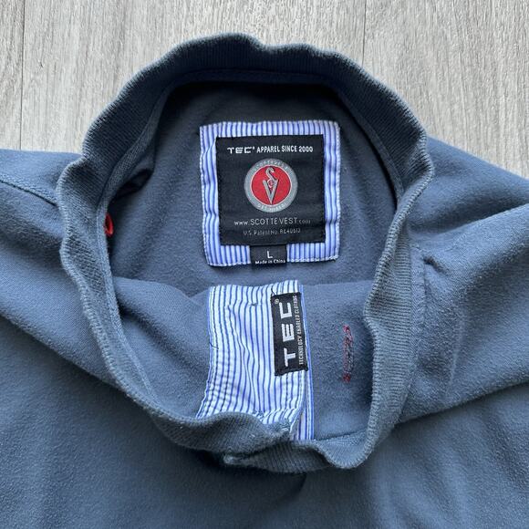 SCOTTeVEST Sev Tech Long Sleeve 1/4 Button Up Blue Size Large - Picture 7 of 13